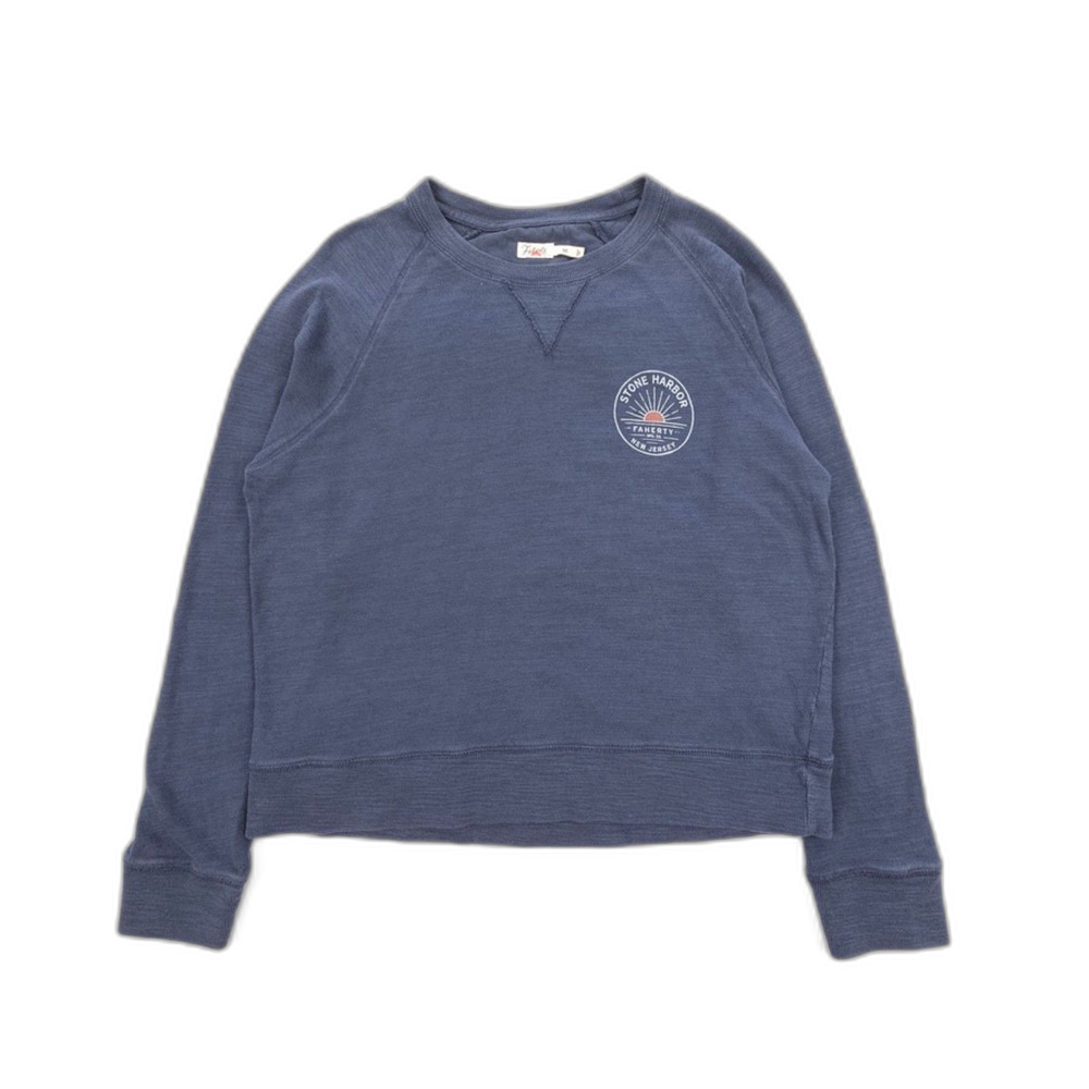 FAHERTY Stone Harbor Terry Crewneck Pullover Faded Navy Beachy Boho VSCO Lounge